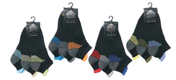 Men's Designer Athletic Ankle Socks w/ Two Tone Heel Stripes - 3-Pair Packs