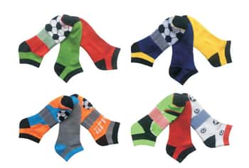 Men's Designer Athletic Ankle Socks w/ Soccer Print - Pair Packs