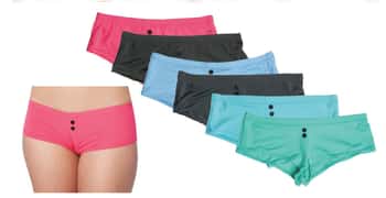 Women's Nylon/Spandex Boy Short Panties - Solid Colors - Sizes 5-7