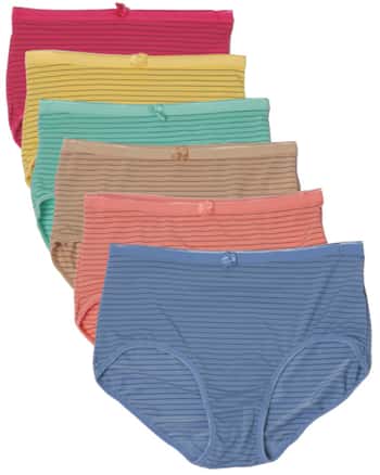 Women's Nylon/Spandex Briefs - Striped Colors - Sizes 5-7