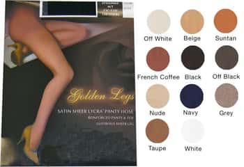 Satin Sheer Lycra Reinforced Pantyhose - Queen Size - Choose Your Color(s)