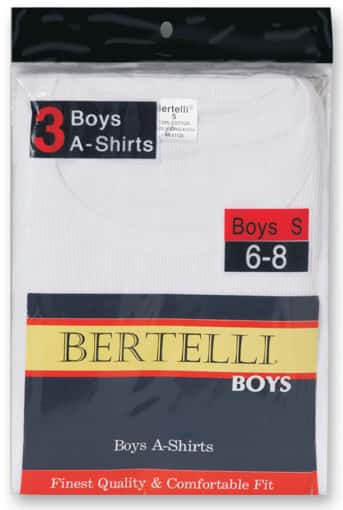 Boy's White A-Shirts - 3-Packs - Sizes Small-XL