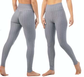 Women's Textured Anti-Cellulite Ruched Leggings - Grey