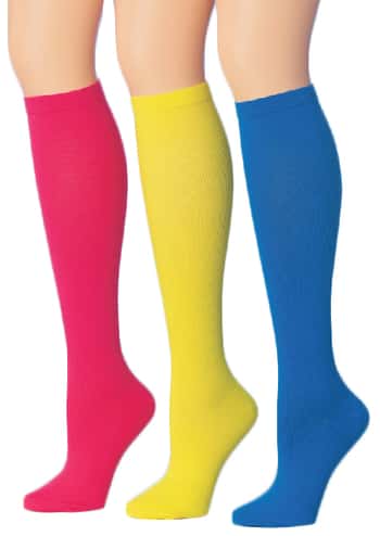 Women's Knee High Compression Socks - Size 9-11 - Solid Primary Colors