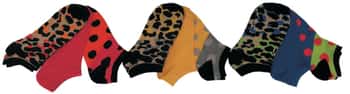 Women's Low Cut Patterned Socks - Colorful Leopard Print - Size 9-11 - 3-Pair Packs