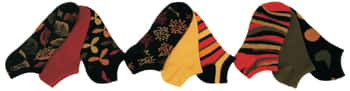 Women's Low Cut Patterned Socks - Autumn Fall Leaf Print - Size 9-11 - 3-Pair Packs