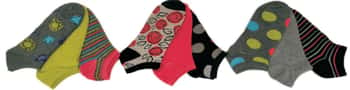 Women's Low Cut Patterned Socks - Flower, Polka Dot & Print - Size 9-11 - 3-Pair Packs