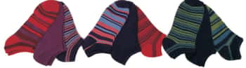 Women's Low Cut Patterned Socks - Two Tone Stripes - Size 9-11 - 3-Pair Packs