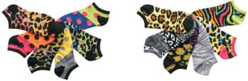 Women's Low Cut Novelty Socks - Polka Dots & Animal Print - Size 9-11 - 6-Pair Packs