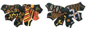 Women's Low Cut Novelty Socks - Autumn Fall Leaves & Patterns - Size 9-11 - 6-Pair Packs