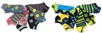 Women's Low Cut Novelty Socks - Two Tone Colors & Patterns - Size 9-11 - 6-Pair Packs