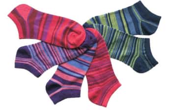 Women's Low Cut Striped Novelty Socks - Two Tone Colors - Size 9-11 - 6-Pair Packs