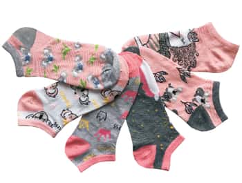 Women's Low Cut Novelty Socks - Koala & Unicorn Print - Size 9-11 - 6-Pair Packs