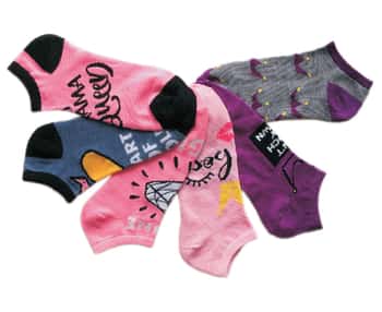 Women's Low Cut Novelty Socks - Royal Queen & Diamond Print - Size 9-11 - 6-Pair Packs