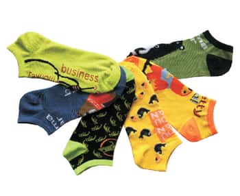 Women's Low Cut Novelty Socks - Fish, Lizard, & Bird Print - Size 9-11 - 6-Pair Packs