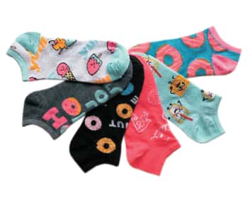 Women's Low Cut Novelty Socks - Donut & Ice Cream Print - Size 9-11 - 6-Pair Packs