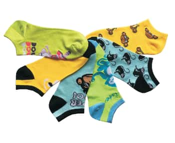 Women's Low Cut Novelty Socks - Cute Monkey Print - Size 9-11 - 6-Pair Packs