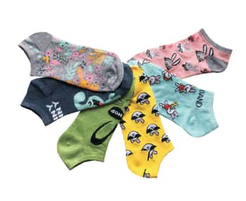 Women's Low Cut Novelty Socks - Bunny Rabbit Print - Size 9-11 - 6-Pair Packs