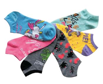 Women's Low Cut Novelty Socks - Unicorn & Fairy Tale Print - Size 9-11 - 6-Pair Packs