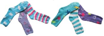Women's Fuzzy Crew Socks w/ Non-Skid Grips - Star/Cloud/Crown/Striped Prints - Size 9-11