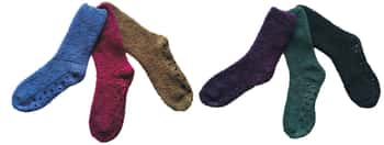 Women's Fuzzy Crew Socks w/ Non-Skid Grips - Solid Colors - Size 9-11