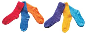Women's Fuzzy Crew Socks w/ Non-Skid Grips - Vibrant Colors - Size 9-11