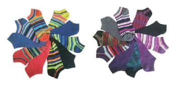 Girl's No Show Novelty Socks - Assorted Colors & Prints - Sizes 6-8 - 10-Pair Packs