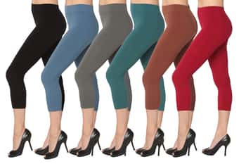 Women's Seamless Cable Capri Leggings - Assorted Solid Colors - Sizes Small-Large