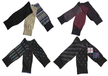 Men's Designer Dress Socks - Assorted Prints - Size 10-13 - 3-Pair Packs