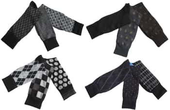 Men's Designer Dress Socks - Assorted Prints - Size 10-13 - 3-Pair Packs