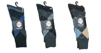 Men's Designer Dress Socks - Argyle Print - Size 10-13 - 3-Pair Packs