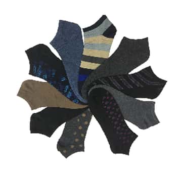 Men's Printed No Show Novelty Socks - Stripes & Polka Dots - 10-Pair Packs - Size 10-13