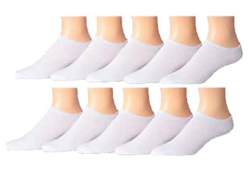 Men's No Show Novelty Socks - Solid White - 10-Pair Packs - Size 10-13