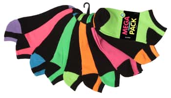 Women's No Show Novelty Socks - Assorted Colors - 10-Pair Packs - Size 9-11
