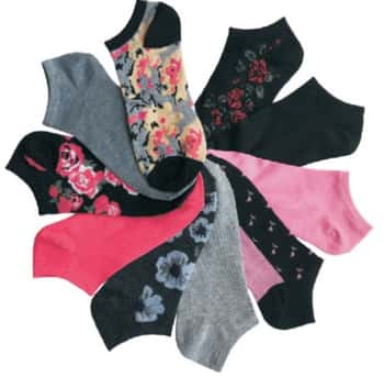 Women's No Show Novelty Socks - Floral Print - 10-Pair Packs - Size 9-11