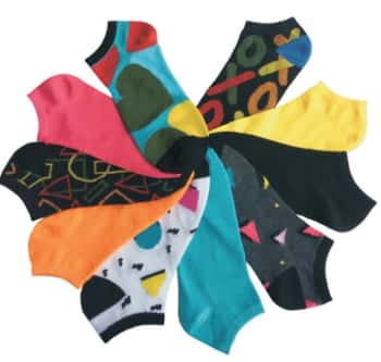 Women's No Show Novelty Socks - Hearts, Shapes, & Solid Print - 10-Pair Packs - Size 9-11