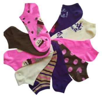 Women's Graphic No-Show Socks - Ice Cream Theme - 10-Pair Packs