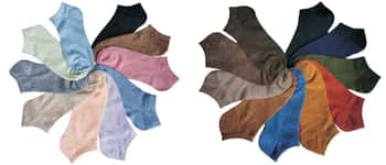 Women's No Show Novelty Socks - Pastel & Autumn Colors - 10-Pair Packs - Size 9-11