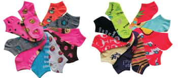 Women's No Show Novelty Socks - Sweet Treats Print - 10-Pair Packs - Size 9-11
