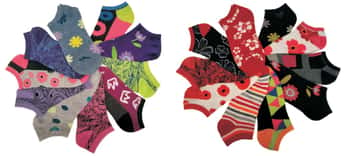 Women's No Show Novelty Socks - Floral Print - 10-Pair Packs - Size 9-11