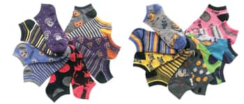 Women's No Show Novelty Socks - Assorted Cat Print - 10-Pair Packs - Size 9-11