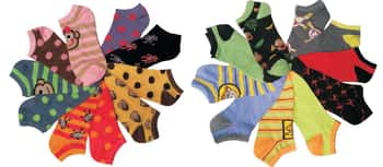 Women's No Show Novelty Socks - Monkey Print - 10-Pair Packs - Size 9-11