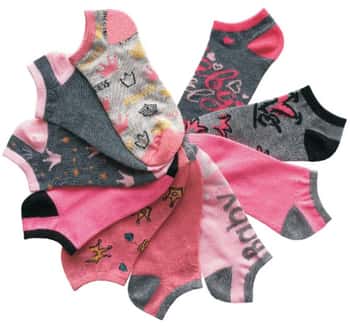 Women's No Show Novelty Socks - Princess Print - 10-Pair Packs - Size 9-11