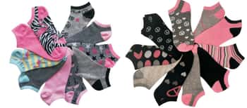 Women's No Show Novelty Socks - Assorted Print - 10-Pair Packs - Size 9-11