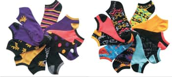 Women's No Show Novelty Socks - Tribal Print - 10-Pair Packs - Size 9-11