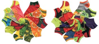 Women's No Show Novelty Socks - Fruit Print - 10-Pair Packs - Size 9-11