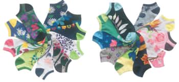 Women's No Show Novelty Socks - Flower & Rose Print - 10-Pair Packs - Size 9-11