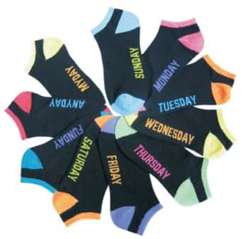 Women's No Show Novelty Socks - Days of the Week - 10-Pair Packs - Size 9-11