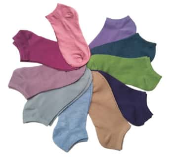 Women's No Show Novelty Socks - Pastel Colors - 10-Pair Packs - Size 9-11