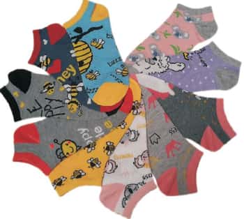 Women's No Show Novelty Socks - Bumblebee, Llamas, & Koala Print - 10-Pair Packs - Size 9-11